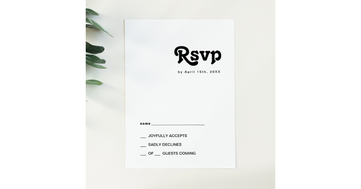 Modern Retro Lettering RSVP Card | Zazzle
