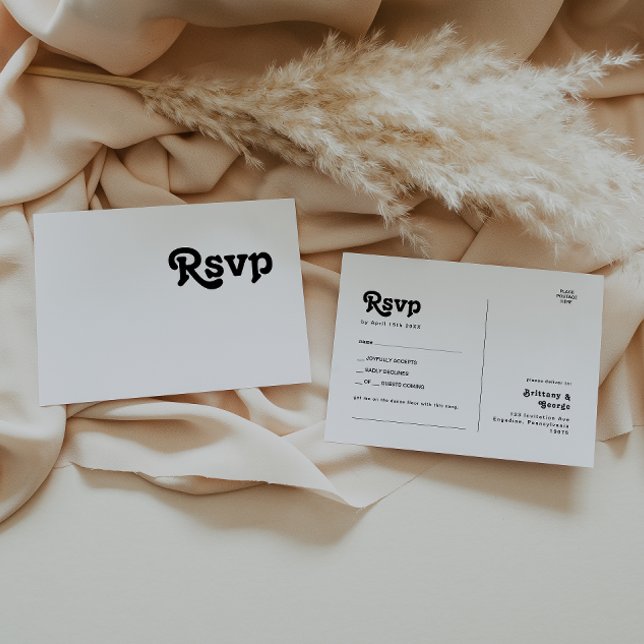 Modern Retro Lettering Song Request RSVP Postcard (Creator Uploaded)