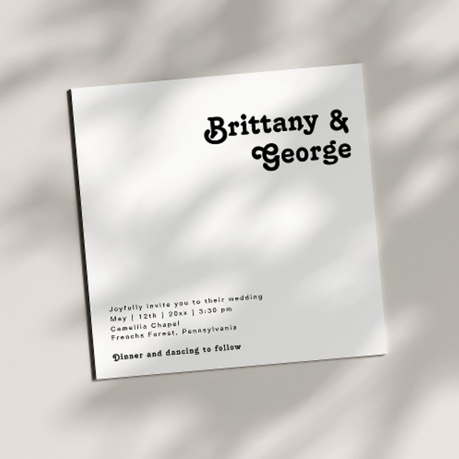 Modern Retro Lettering Square Wedding Invitation (Creator Uploaded)