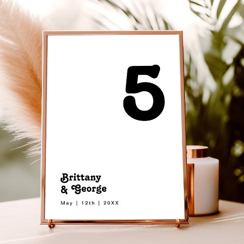 Modern Retro Lettering Table Number