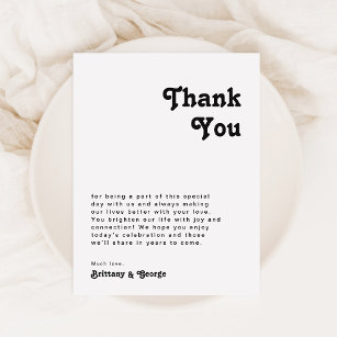 Modern Retro Lettering Table Thank You Card