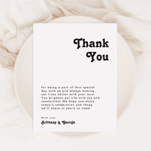 Modern Retro Lettering Table Thank You Card