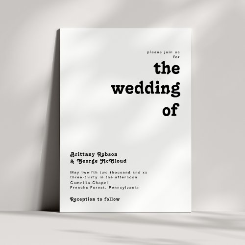 Modern Retro Lettering The Wedding Of Invitation