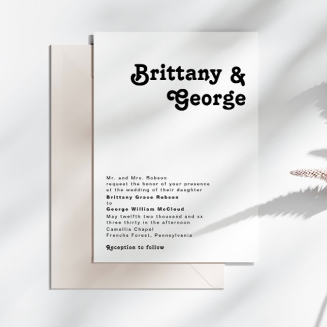 Modern Retro Lettering Traditional Wedding Invitation (Creator Uploaded)