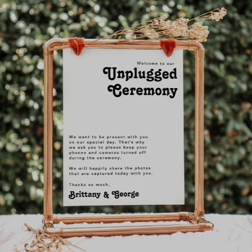Modern Retro Lettering Unplugged Ceremony Poster
