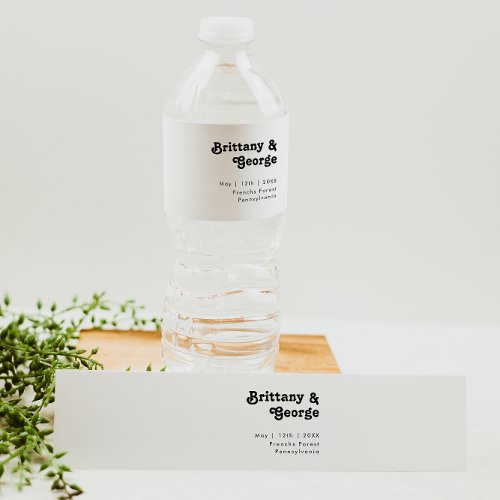 Modern Retro Lettering Water Bottle Label