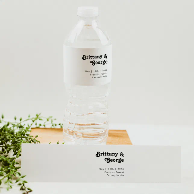 Modern Retro Lettering Water Bottle Label | Zazzle
