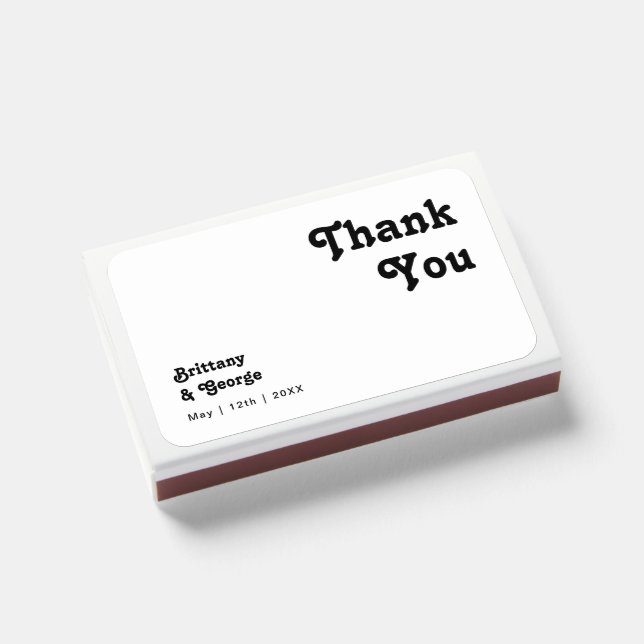 Modern Retro Lettering Wedding Favor  Matchboxes (Front Closed)