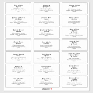 Modern Retro Lettering Wedding Guest Address Sticker