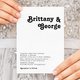 Modern Retro Lettering Wedding Invitation