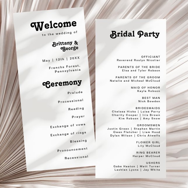 Modern Retro Lettering Wedding Program (Creator Uploaded)