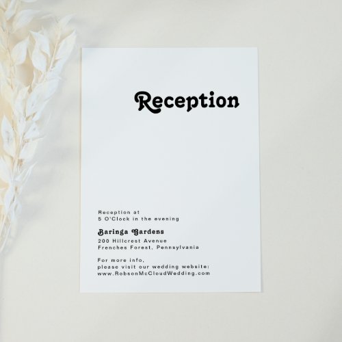 Modern Retro Lettering Wedding Reception Card
