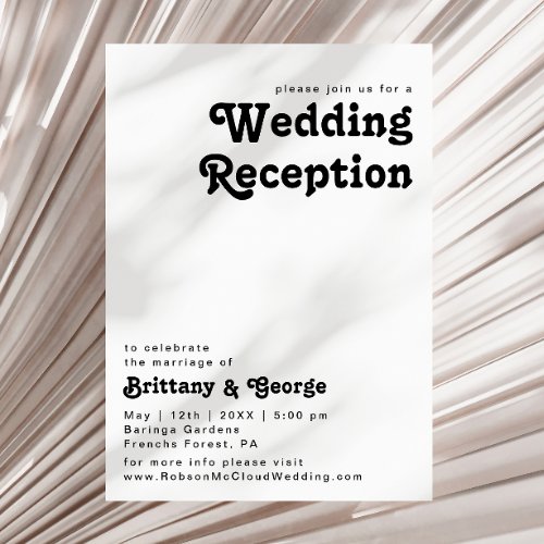 Modern Retro Lettering Wedding Reception Invitatio Invitation