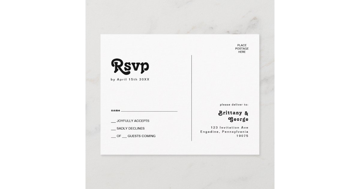 Modern Retro Lettering Wedding RSVP Postcard | Zazzle