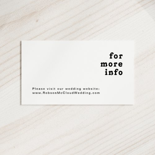 Modern Retro Lettering Wedding Website Enclosure Card