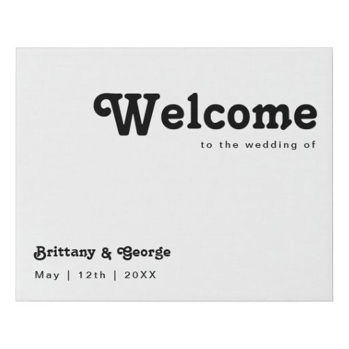 Modern Retro Lettering Welcome Faux Canvas Print