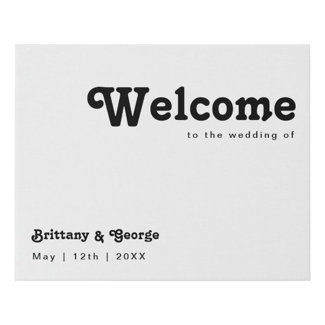 Modern Retro Lettering Welcome Faux Canvas Print (Front)