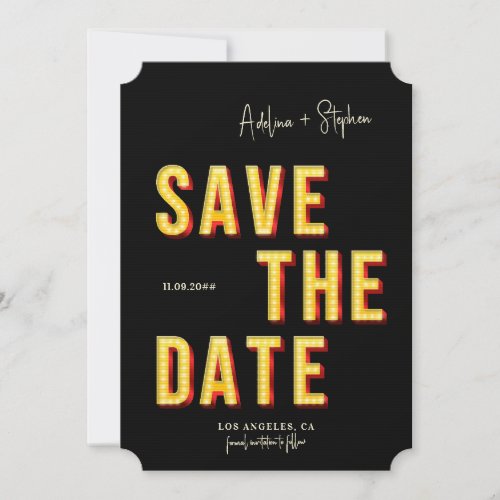 Modern Retro Light Marquee Broadway Style Photo Save The Date