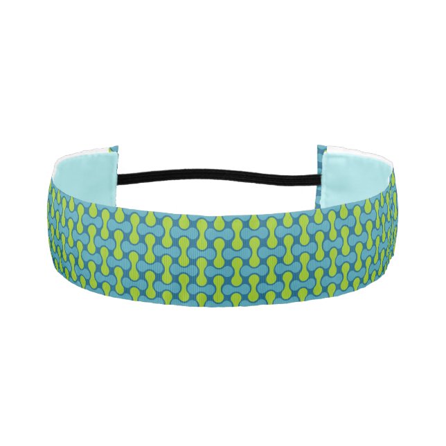 Modern Retro Link Pattern in Blue and Green Athletic Headband (Front)