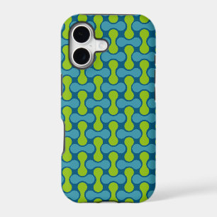 Modern Retro Link Pattern in Blue and Green iPhone 17 Case