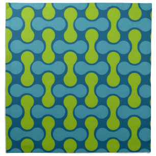 Modern Retro Link Pattern in Blue and Green  Cloth Napkin