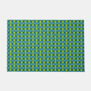 Modern Retro Link Pattern in Blue and Green Doormat