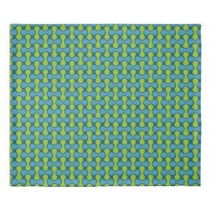 Modern Retro Link Pattern in Blue and Green Duvet Cover