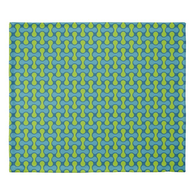 Modern Retro Link Pattern in Blue and Green  Duvet Cover (Front)
