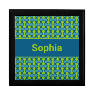 Modern Retro Link Pattern in Blue and Green Gift Box
