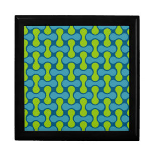Modern Retro Link Pattern in Blue and Green  Gift Box