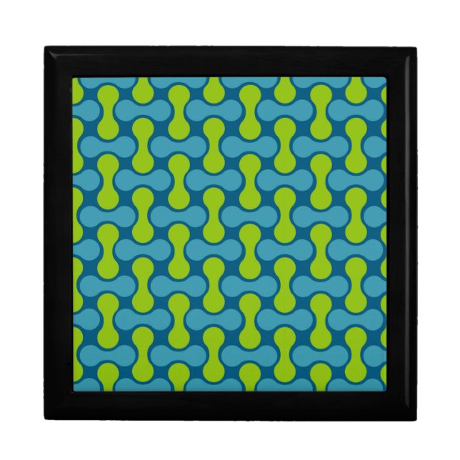 Modern Retro Link Pattern in Blue and Green  Gift Box (Front)