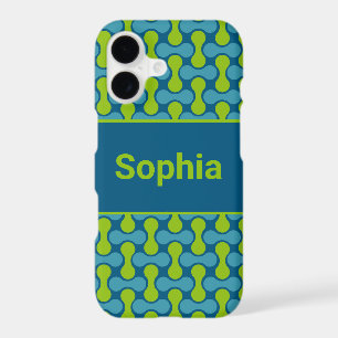 Modern Retro Link Pattern in Blue and Green iPhone 17 Case