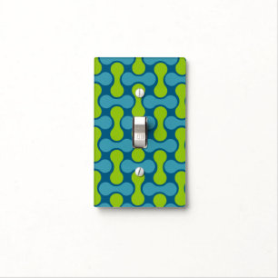 Modern Retro Link Pattern in Blue and Green Light Switch Cover