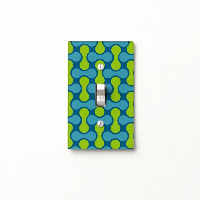 Modern Retro Link Pattern in Blue and Green  Light Switch Cover (In Situ)