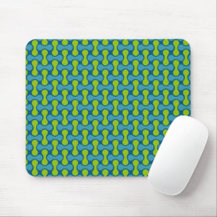 Modern Retro Link Pattern in Blue and Green  Mouse Pad