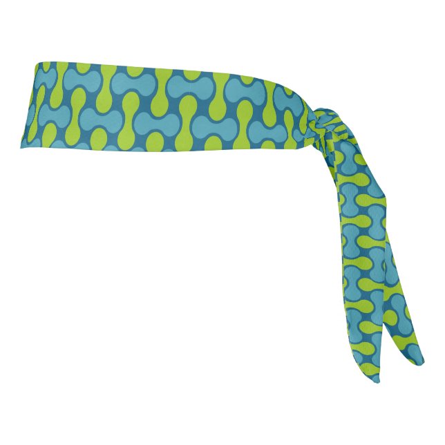 Modern Retro Link Pattern in Blue and Green Tie Headband (Rotate 90)