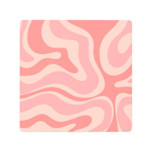 Modern Retro Liquid Swirl Abstract Blush Pink Metal Print