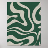 Liquid Swirl Retro Contemporary Abstract Pattern 2 in Sage Green