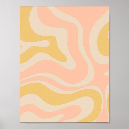 Modern Retro Liquid Swirl Abstract Pattern Pastel Poster