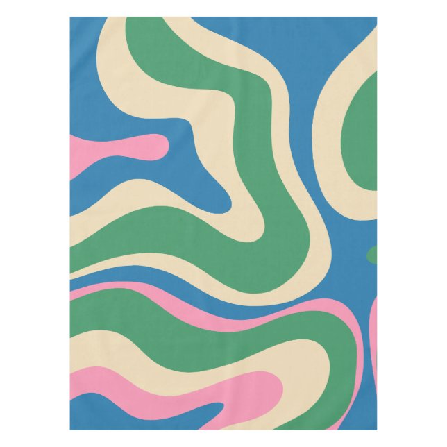 Modern Retro Liquid Swirl Colorful Abstract  Tablecloth (Front)