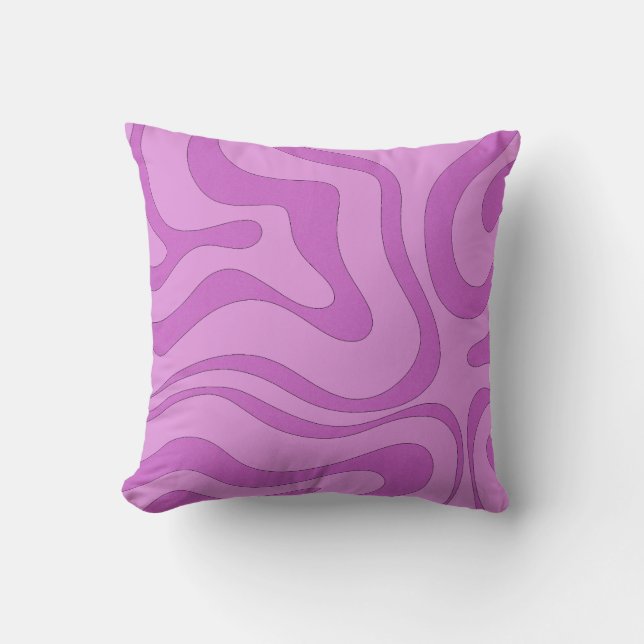 Modern Retro Liquid Swirl Funky Abstract Pattern Throw Pillow (Front)