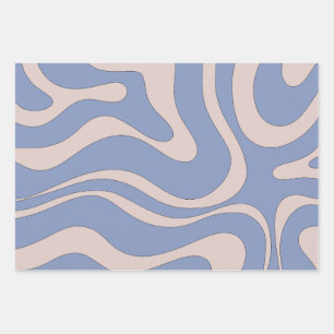 Modern Retro Liquid Swirl Funky Abstract Pattern Wrapping Paper Sheets