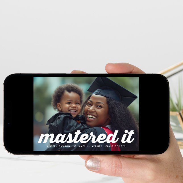 Modern RETRO Mastered It 2 Photo graduation Announcement (Front Digital)