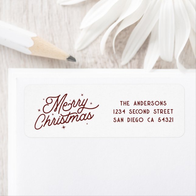 Modern Retro Merry Christmas Script | Cherry Red  Label (Insitu)