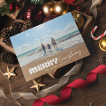 Modern Retro Merry Everything Minimalist One Photo Holiday Card<br><div class="desc">Modern Minimalist "Merry Everything" One Photo Holiday Card. Front Font is White. Back Font is Black on a neutral background.</div>