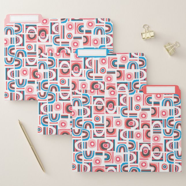 Modern Retro Mid Century Bauhaus Abstract Rainbows File Folder (Set)