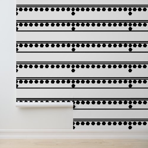 Modern retro Minimal Black White Line Peel Stick Wallpaper