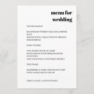 Modern Retro Minimal Casual Wedding Design Menu