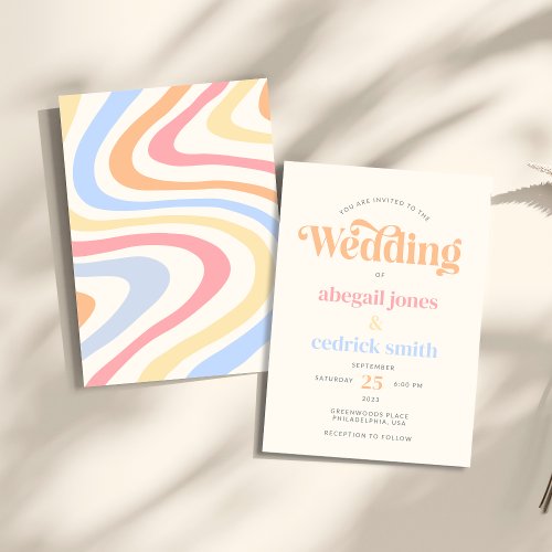 Modern Retro Minimalist Pastel Summer Wedding Invitation