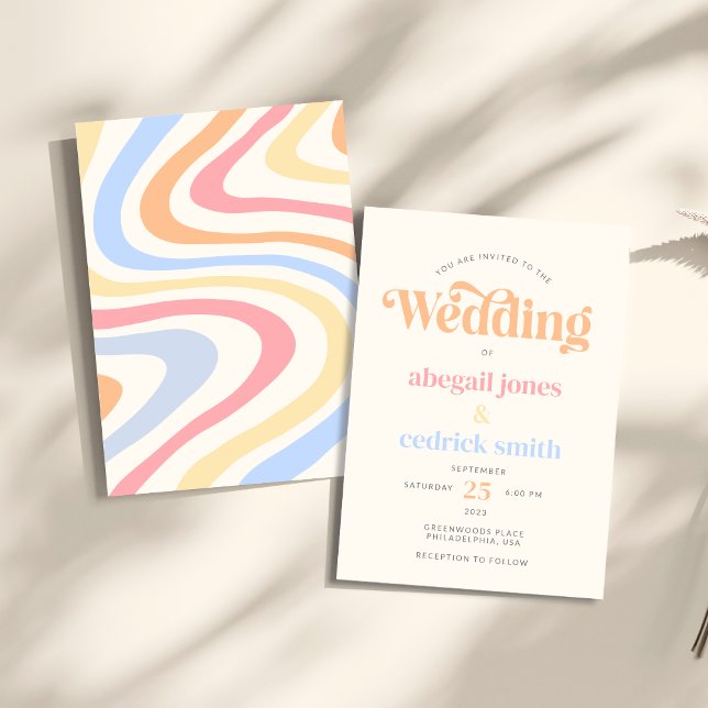 Modern Retro Minimalist Pastel Summer Wedding Invitation (Creator Uploaded)